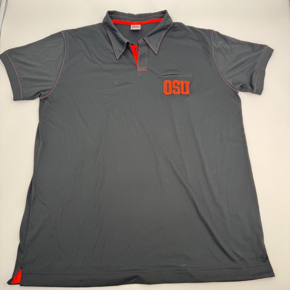 Nike Oregon State Beavers Black Red NCAA Team‎ Performance Polo Shirt Men's XXL